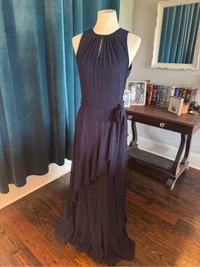 Alex Marie Navy Sleeveless Maxi/Formal Dress with Waisted Sash